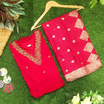 ✨ Royal Elegance – Full Work Kurti with Grand Dupatta ✨